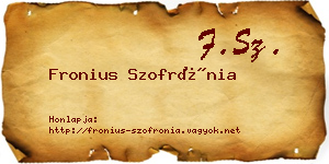 Fronius Szofrónia névjegykártya